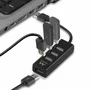 Ewent Hub EW1123 con 4 puertos USB 2.0, Negro