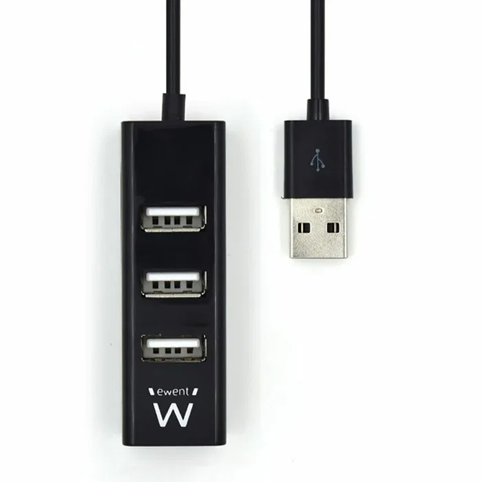 Ewent Hub EW1123 con 4 puertos USB 2.0, Negro
