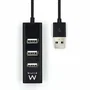 Ewent Hub EW1123 con 4 puertos USB 2.0, Negro