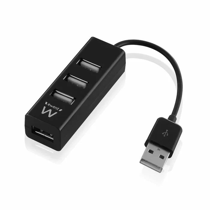 Ewent Hub EW1123 con 4 puertos USB 2.0, Negro
