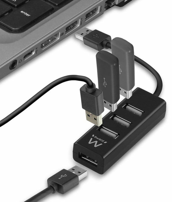 Ewent Hub EW1123 con 4 puertos USB 2.0 Negro Ewent Hub EW1123 con 4 puertos USB 2.0 Negro