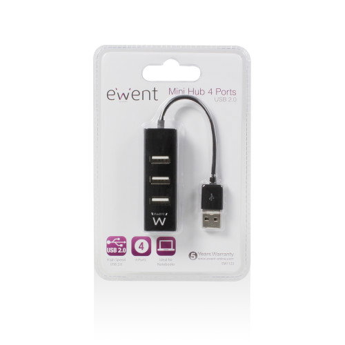 Ewent Hub EW1123 con 4 puertos USB 2.0 Negro Ewent Hub EW1123 con 4 puertos USB 2.0 Negro