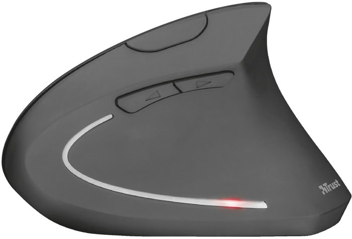 Trust Verto Wireless - Ratón inalámbrico ergonómico con 1600 DPI, receptor USB, 6 botones, diseño vertical - Negro