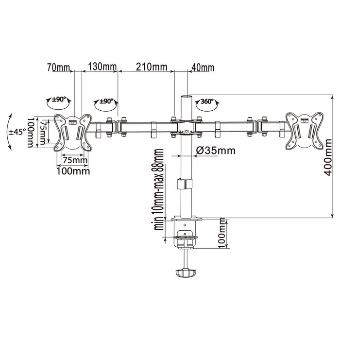 Equip Soporte para dos monitores de 13-27 pulgadas 650152