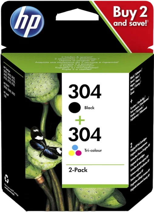 HP Multipack de 2 cartuchos de tinta Original 304 Negro y Tricolor 3JB05AE HP Multipack de 2 cartuchos de tinta Original 304 Negro y Tricolor 3JB05AE