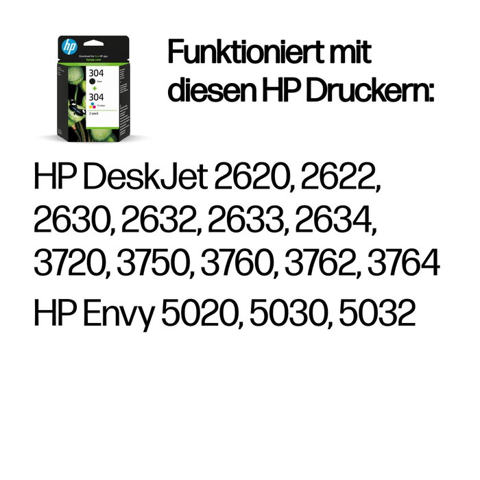 HP Multipack de 2 cartuchos de tinta Original 304 Negro y Tricolor 3JB05AE HP Multipack de 2 cartuchos de tinta Original 304 Negro y Tricolor 3JB05AE