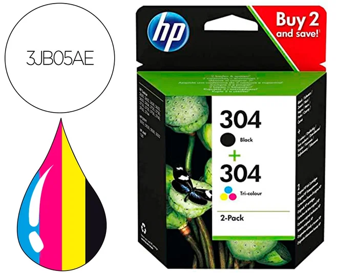 HP 304 Multipack Negro y Tricolor Original (3JB05AE) HP 304 Multipack Negro y Tricolor Original (3JB05AE)