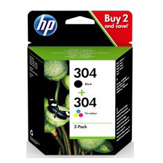 HP 304 Multipack de 2 Cartuchos de Tinta Original (Negro y Tricolor) 3JB05AE