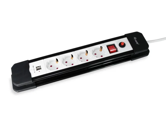 Equip Regleta 245553 con 4 Tomas y 2 Puertos USB, 1.5m