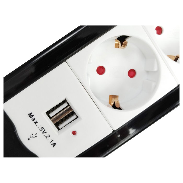 Equip Regleta 245553 con 4 Tomas y 2 Puertos USB, 1.5m