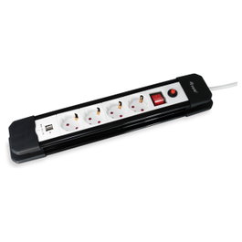 Equip Regleta 245553 con 4 Tomas y 2 Puertos USB, 1.5m
