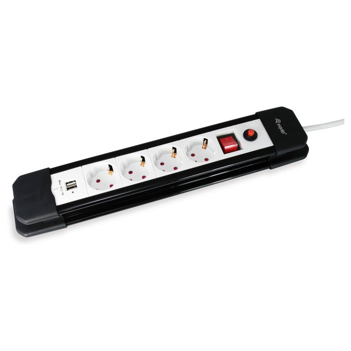 Equip Regleta 245553 con 4 Tomas y 2 Puertos USB, 1.5m