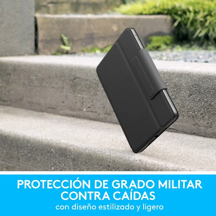 Logitech Rugged Folio 920-009317 Funda con Teclado para iPad 7ª, 8ª y 9ª Generación, Teclado QWERTY Español a Prueba de Salpicaduras, Smart Connector, Color Grafito