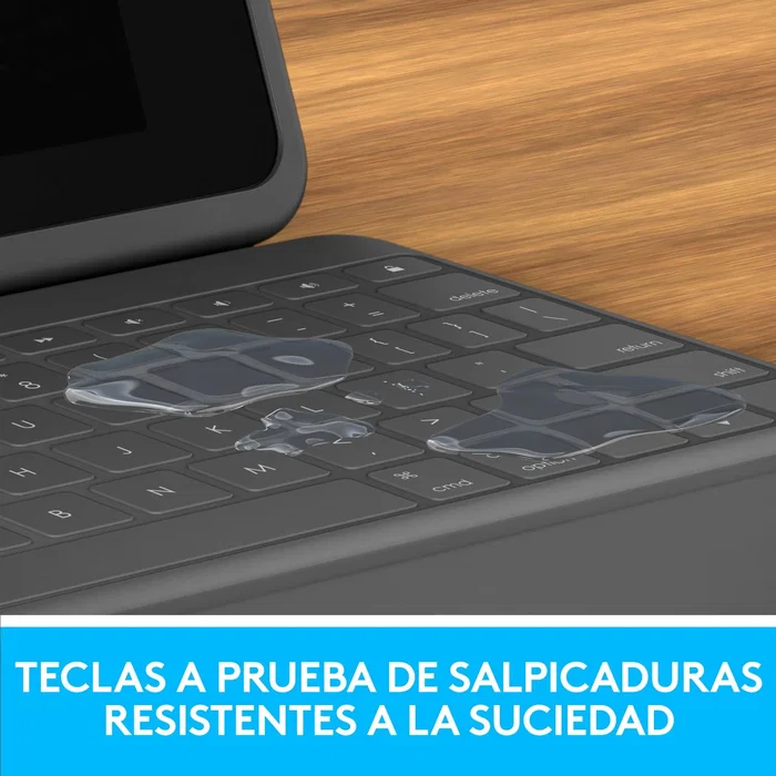 Logitech Rugged Folio 920-009317 Funda con Teclado para iPad 7ª, 8ª y 9ª Generación, Teclado QWERTY Español a Prueba de Salpicaduras, Smart Connector, Color Grafito