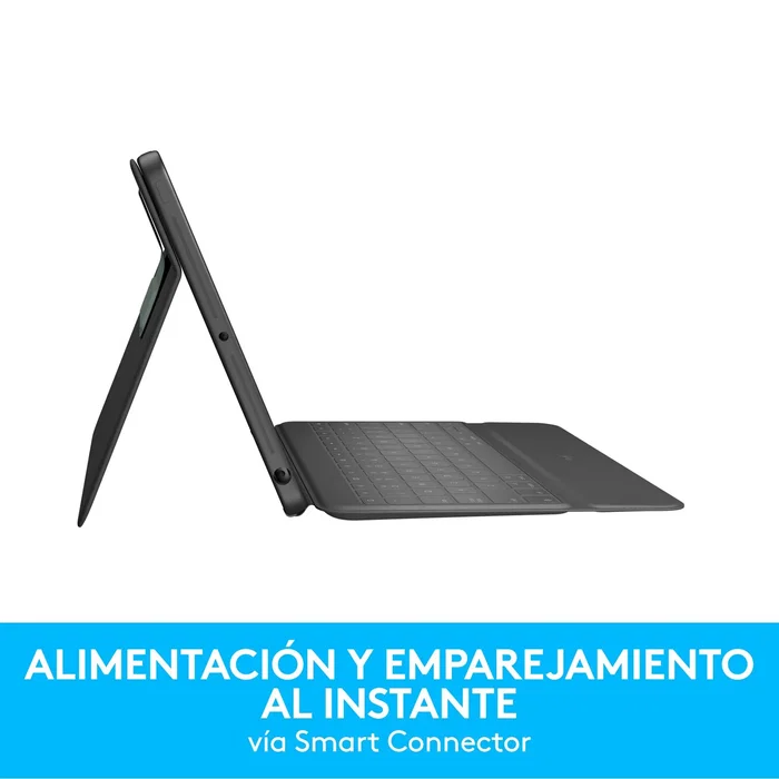 Logitech Rugged Folio 920-009317 Funda con Teclado para iPad 7ª, 8ª y 9ª Generación, Teclado QWERTY Español a Prueba de Salpicaduras, Smart Connector, Color Grafito