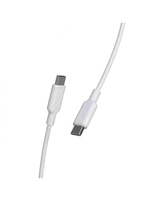 Muvit MCUSC0008 Cable USB Tipo-C Macho a USB Tipo-C Macho 1.2m, Carga Rápida 60W 3A y Datos, Blanco, 100% Reciclable, USB 2.0