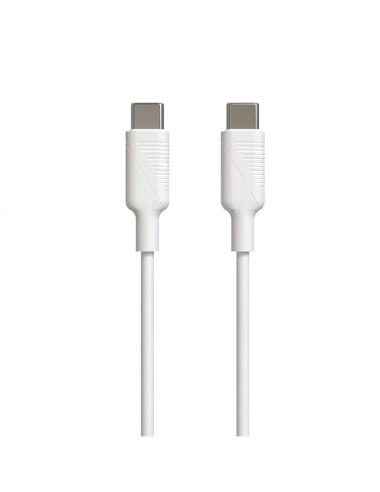 Muvit MCUSC0008 Cable USB Tipo-C Macho a USB Tipo-C Macho 1.2m, Carga Rápida 60W 3A y Datos, Blanco, 100% Reciclable, USB 2.0
