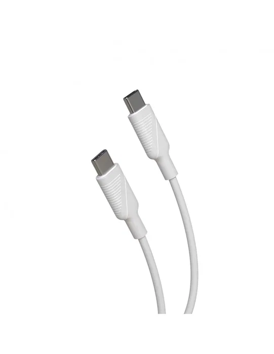 Muvit MCUSC0008 Cable USB Tipo-C Macho a USB Tipo-C Macho 1.2m, Carga Rápida 60W 3A y Datos, Blanco, 100% Reciclable, USB 2.0