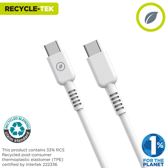 Muvit Cable USB 2.0 Tipo-C a Tipo-C MCUSC0008 1.2m Blanco