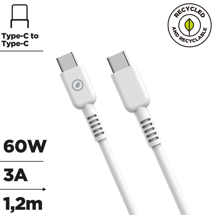 Muvit Cable USB 2.0 Tipo-C a Tipo-C MCUSC0008 1.2m Blanco