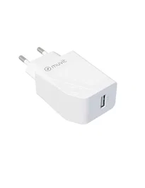 Muvit Cargador de Pared MCACC0002 12W/2.4A con 1 Puerto USB Blanco - 100% Reciclable, For Change, Clavija Europea, 100-240V, para Cargador Móvil Universal