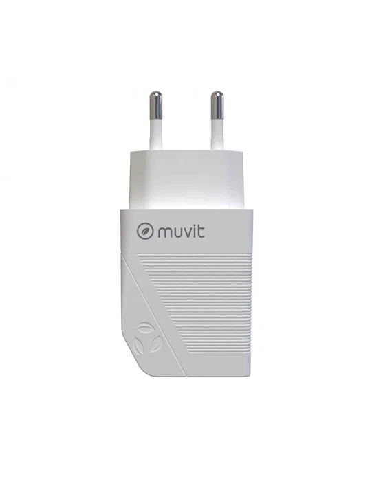 Muvit Cargador de Pared MCACC0002 12W/2.4A con 1 Puerto USB Blanco - 100% Reciclable, For Change, Clavija Europea, 100-240V, para Cargador Móvil Universal Muvit Cargador de Pared MCACC0002 12W/2.4A con 1 Puerto USB Blanco - 100% Reciclable, For Change, Clavija Europea, 100-240V, para Cargador Móvil Universal