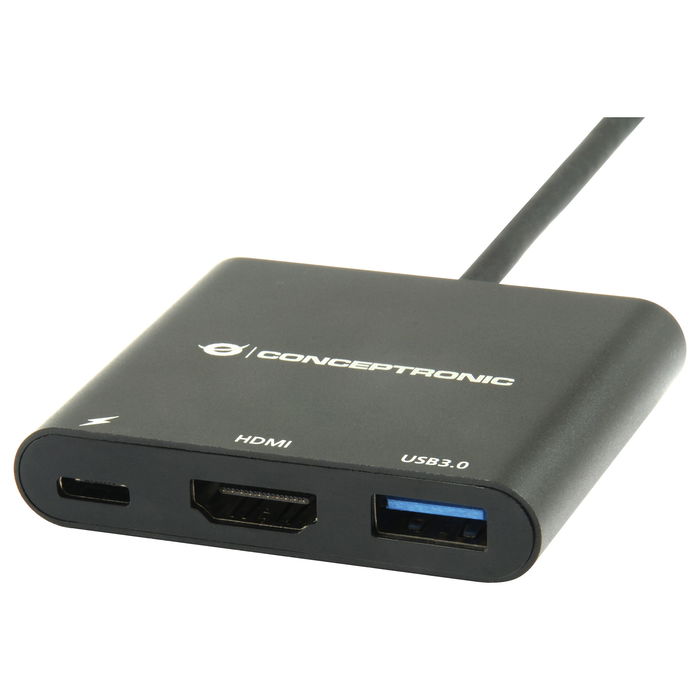 Conceptronic DONN01B Adaptador USB-C a HDMI/USB-A/60W PD, 15cm