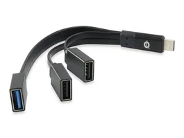 Conceptronic HUBBIES01B Hub USB-C con 1 puerto USB 3.0 y 2 puertos USB 2.0, Negro
