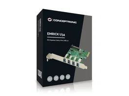 Conceptronic EMRICK02G Tarjeta PCIe con 4 Puertos USB 3.2 Gen 1 Verde