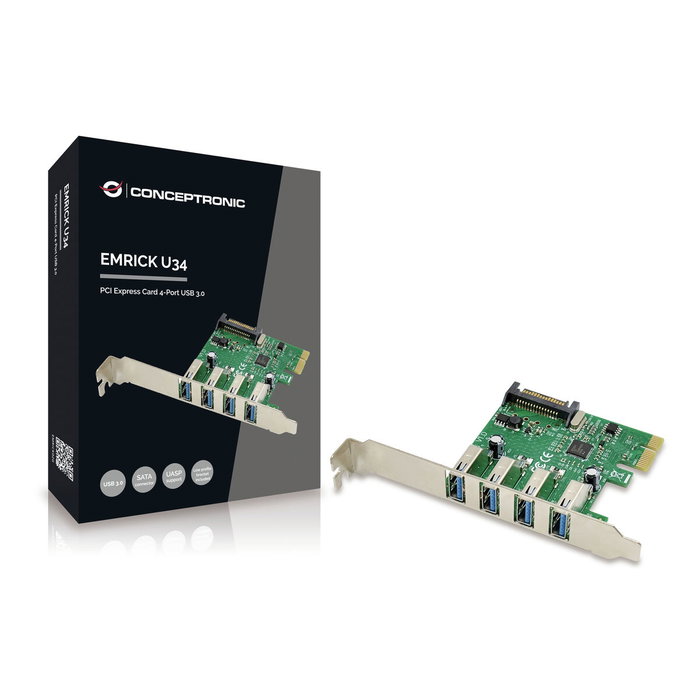 Conceptronic EMRICK02G Tarjeta de expansión PCIe con 4 puertos USB 3.0