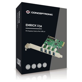 Conceptronic EMRICK02G 4 Puertos USB 3.2 Gen 1 PCIe Verde