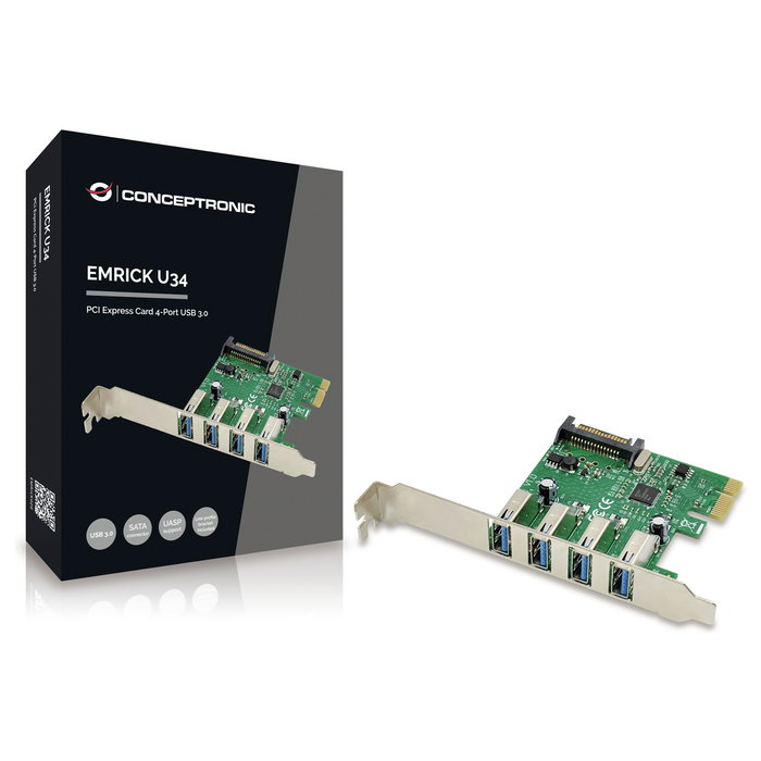 Conceptronic EMRICK02G Tarjeta PCIe con 4 puertos USB 3.2 Gen 1