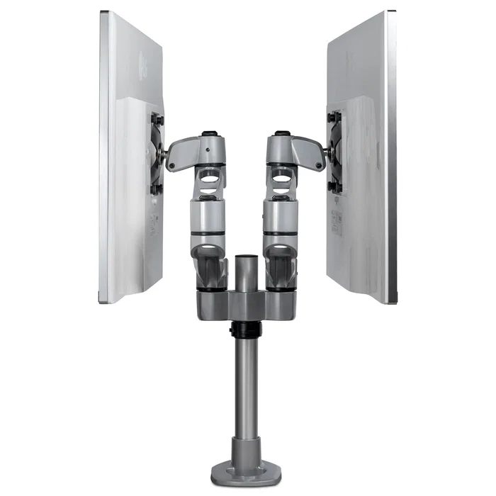 StarTech.com ARMDUALPS Soporte Brazo Articulado Premium Dual para 2 Monitores hasta 30" (68,6 cm) VESA 75/100 - Altura Ajustable hasta 10kg por Pantalla - Montaje Mordaza/Ojal Plata
