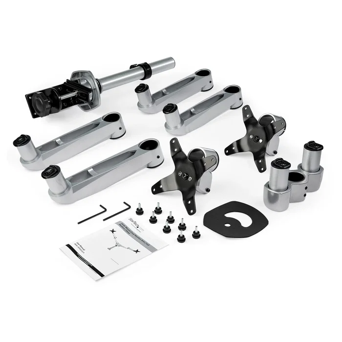 StarTech.com ARMDUALPS Soporte Brazo Articulado Premium Dual para 2 Monitores hasta 30" (68,6 cm) VESA 75/100 - Altura Ajustable hasta 10kg por Pantalla - Montaje Mordaza/Ojal Plata