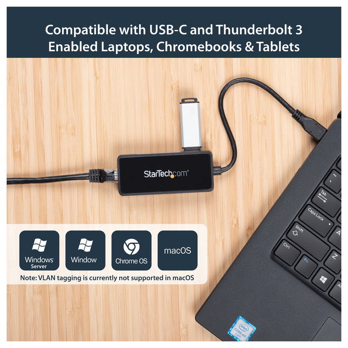 StarTech.com Adaptador de Red Gigabit USB-C con Puerto USB Extra - Ethernet 10/100/1000 Mbit/s, USB 3.1 Gen 1 (5 Gbit/s), Negro