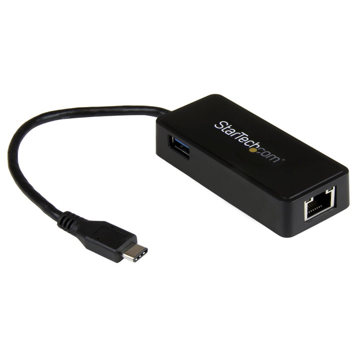 StarTech.com Adaptador de Red Gigabit USB-C con Puerto USB Extra - Ethernet 10/100/1000 Mbit/s, USB 3.1 Gen 1 (5 Gbit/s), Negro
