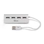 Quick Media 8437013517195 - Hub USB 2.0 de 4 Puertos con Cable Blindado para Mac, iMac, MacBook, PC - Plateado