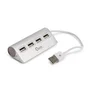 Quick Media 8437013517195 - Hub USB 2.0 de 4 Puertos con Cable Blindado para Mac, iMac, MacBook, PC - Plateado