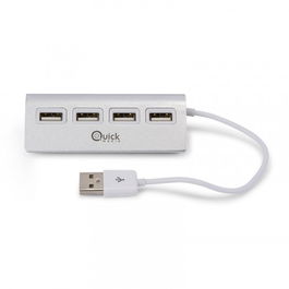 Quick Media Hub USB 2.0 QMH204P de 4 Puertos, Diseño Apple Style, Cable Shielded, Ideal para Mac