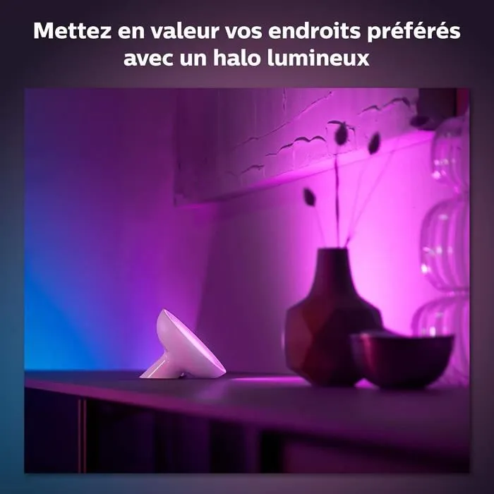 Philips Hue White & Color Ambiance Bloom Lámpara de Mesa Inteligente Negro, Bluetooth/Zigbee, Cambia de Color, Compatible Alexa/Google/HomeKit, 500lm