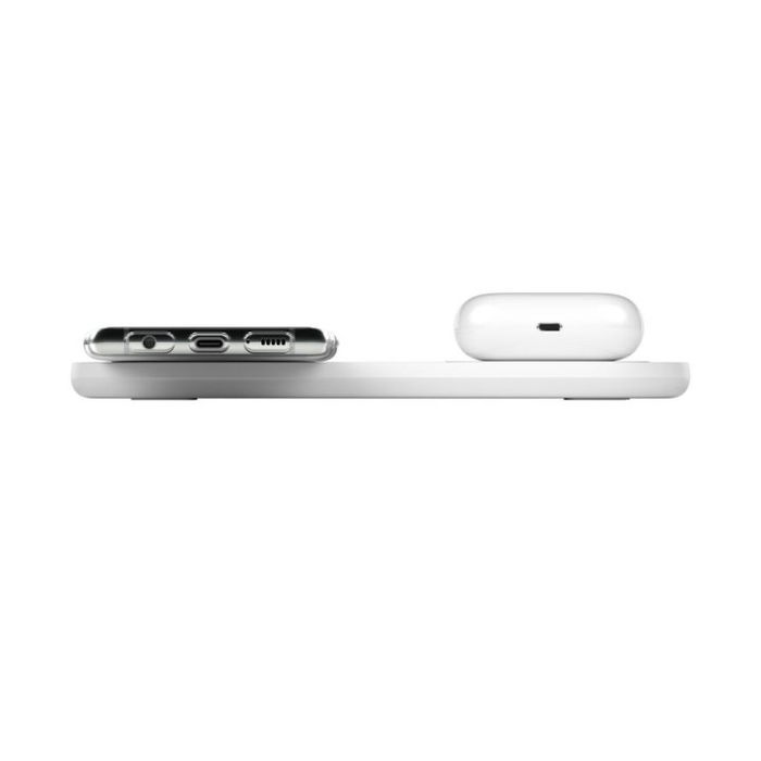 Belkin WIZ002VFWH - Base de Carga Inalámbrica Doble 10W BoostCharge, Compatible con Qi para Smartphones y Auriculares, Color Blanco