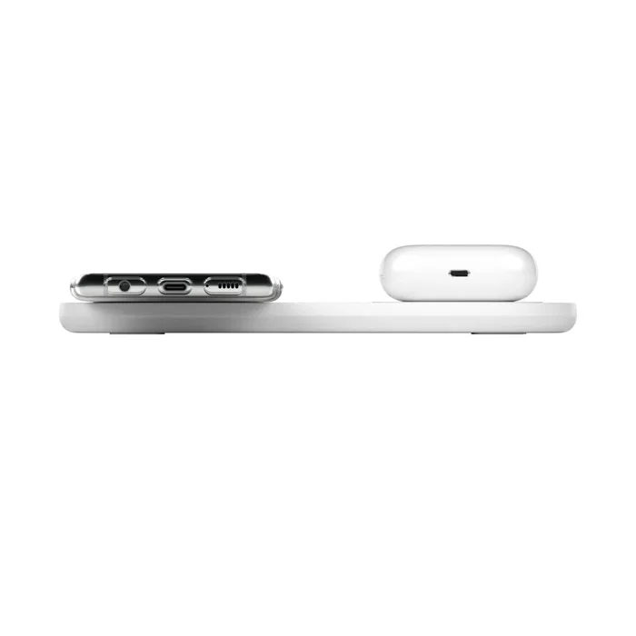 Belkin WIZ002VFWH Base Carga Inalámbrica Doble 10W Boost Charge, Cargador Inalámbrico Universal de Carga Rápida Interior USB, Color Blanco