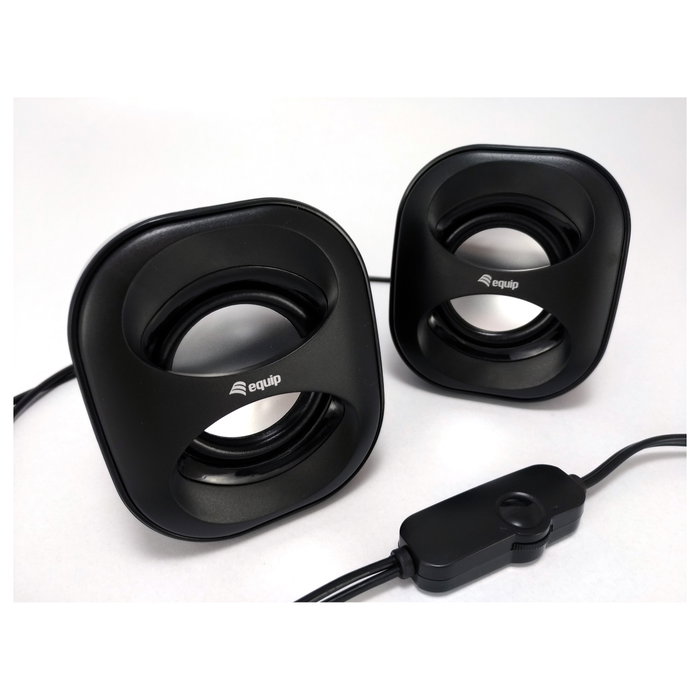 Equip Altavoces 2.0 Mini Negro para PC con Sonido Potente y Conexión USB/Jack 3.5mm