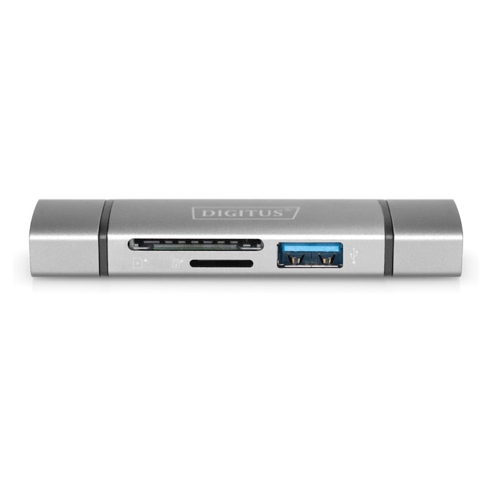 Digitus DA-70886 Lector de tarjetas dual y concentrador USB-C + USB 3.0, SD + Micro SD