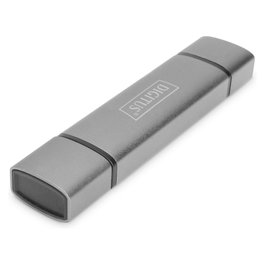Digitus DA-70886 Lector de tarjetas dual y concentrador USB-C + USB 3.0, SD + Micro SD