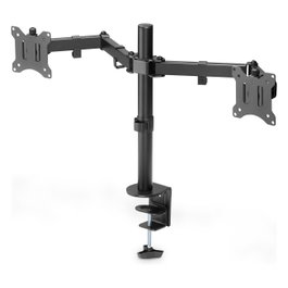 Digitus DA-90400 Soporte de Monitor Doble para 2 Pantallas hasta 32" y 8 kg, Negro, 75x75/100x100 mm VESA