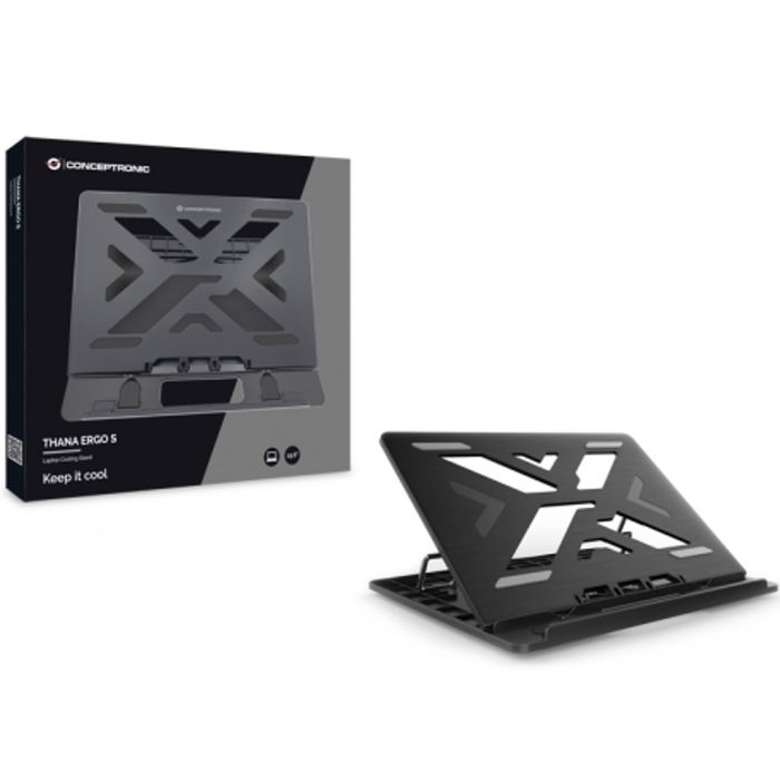 Conceptronic Soporte Base Refrigeración Portátiles hasta 15.6" Ergonómico con Ajuste de Altura y Diseño Disipador de Calor