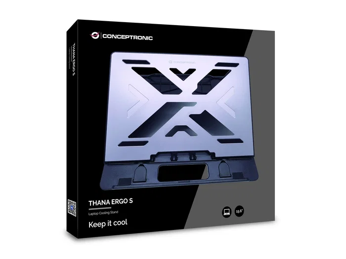 Conceptronic THANA ERGO S Soporte Base de Refrigeración para Laptop/Portátil Gris 39.6 cm (15.6") - Ajuste de Altura, 7 Posiciones, hasta 50 kg