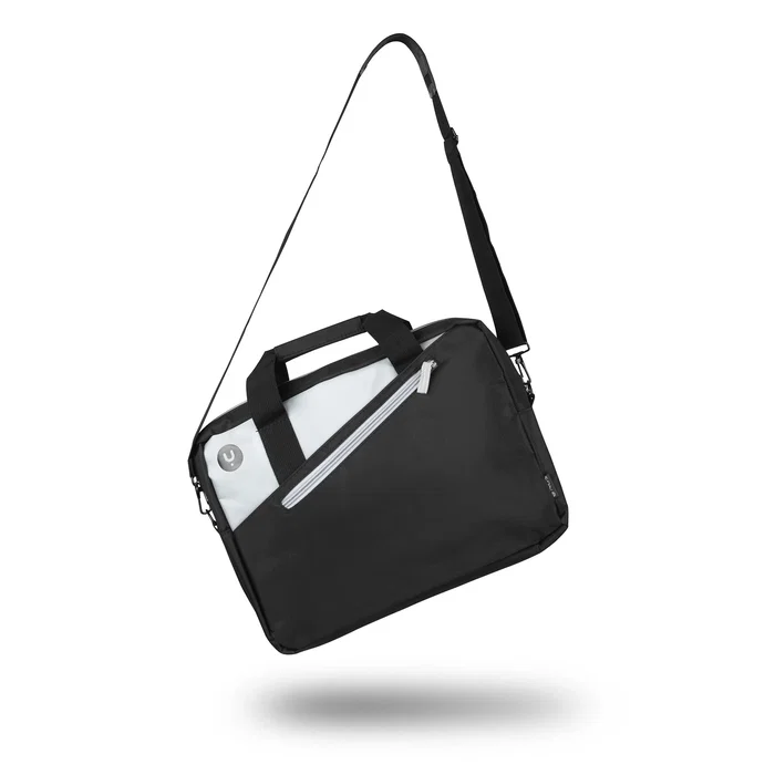 NGS Monray Ginger Maletín para Portátil de 14" Acolchado Negro Gris con Banda para Trolley y Bolsillo Exterior