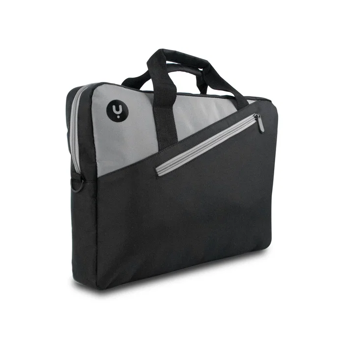 NGS Monray Ginger Maletín para Portátil de 14" Acolchado Negro Gris con Banda para Trolley y Bolsillo Exterior